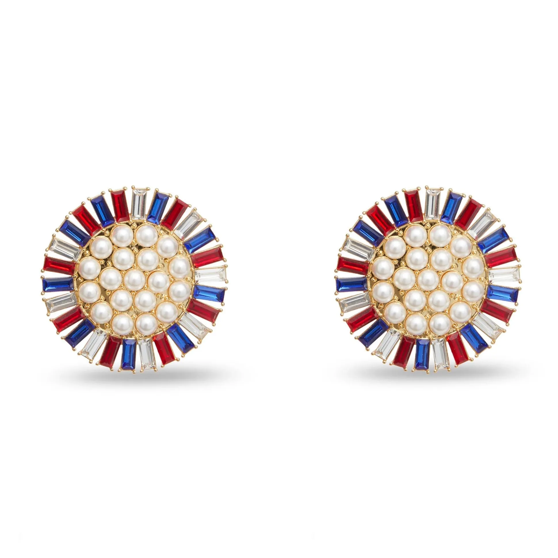 AMERICANA RED WHITE & BLUE BUTTON EARRINGS