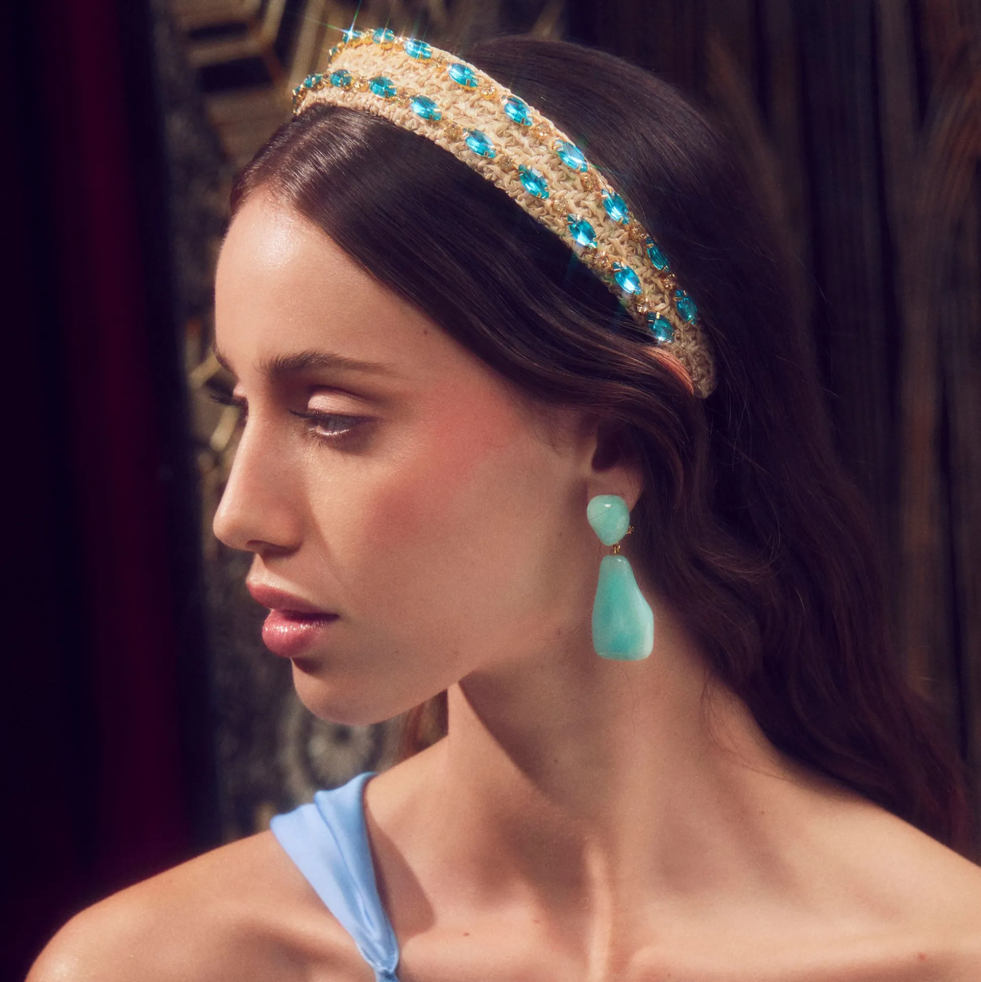 AQUA CRYSTAL BESSETTE HEADBAND
