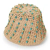 AQUA CRYSTAL OPEN WEAVE BUCKET HAT