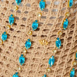 AQUA CRYSTAL OPEN WEAVE BUCKET HAT