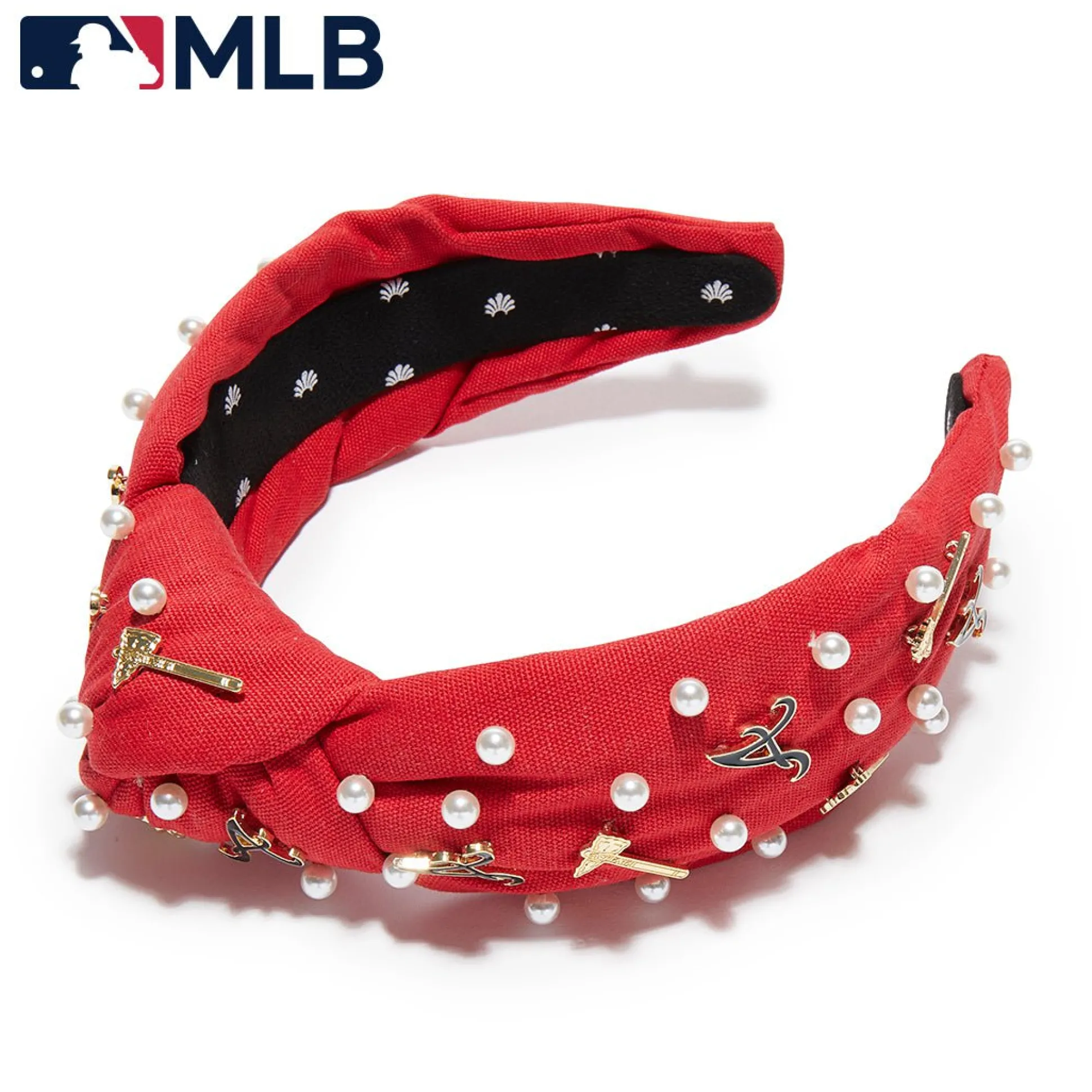 ATLANTA BRAVES LELE SADOUGHI / MLB RED EMBELLISHED KNOTTED HEADBAND