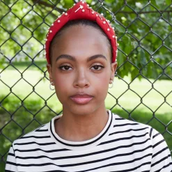 ATLANTA BRAVES LELE SADOUGHI / MLB RED EMBELLISHED KNOTTED HEADBAND