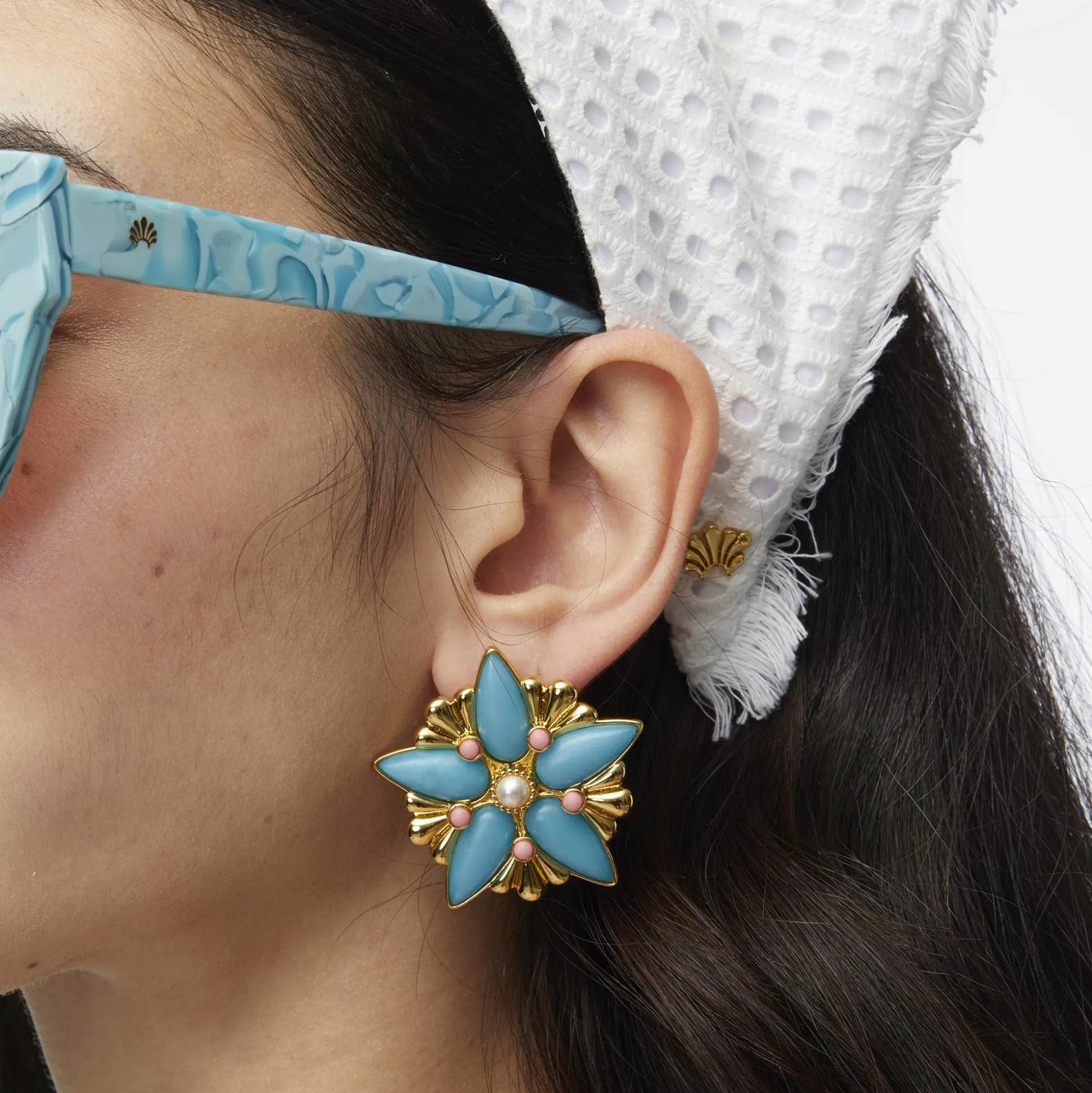 AZURE ASTRA BUTTON EARRINGS