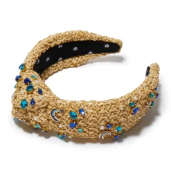 AZURE RAFFIA KNOTTED DOLPHIN EMBELLISHED HEADBAND
