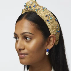 AZURE RAFFIA KNOTTED DOLPHIN EMBELLISHED HEADBAND