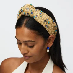 AZURE RAFFIA KNOTTED DOLPHIN EMBELLISHED HEADBAND