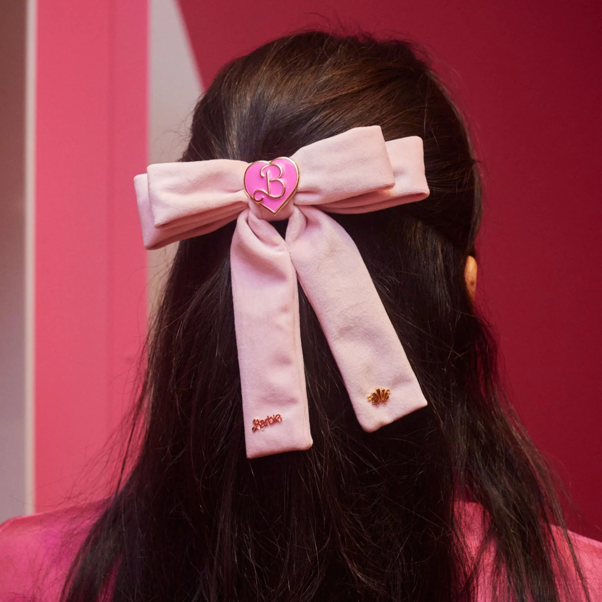 BARBIE™ X LELE SADOUGHI PASTEL PINK HEART CHARM BOW BARRETTE