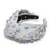 BLUE LACE AGATE WOVEN JEWELED GRETA HEADBAND