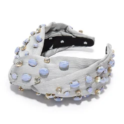 BLUE LACE AGATE WOVEN JEWELED GRETA HEADBAND