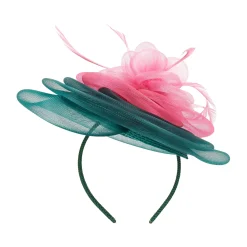 BLUSH EMERALD FLORAL VEIL FASCINATOR