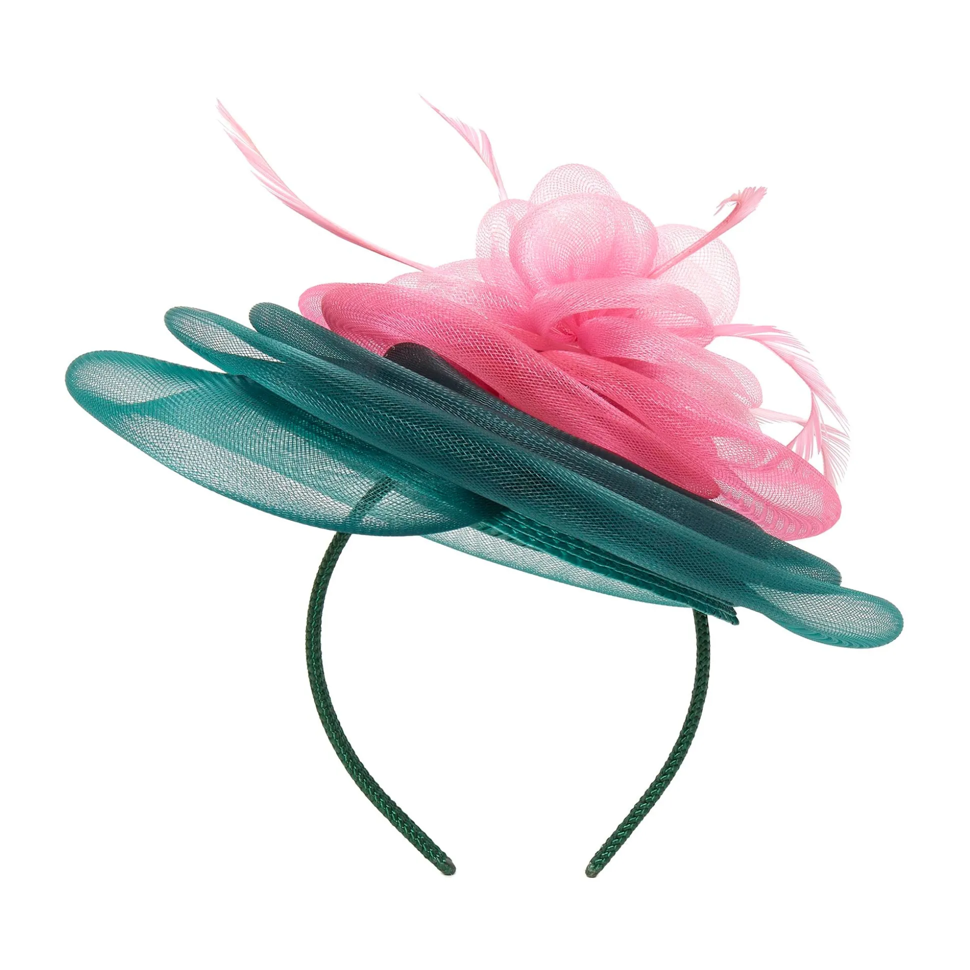 BLUSH EMERALD FLORAL VEIL FASCINATOR