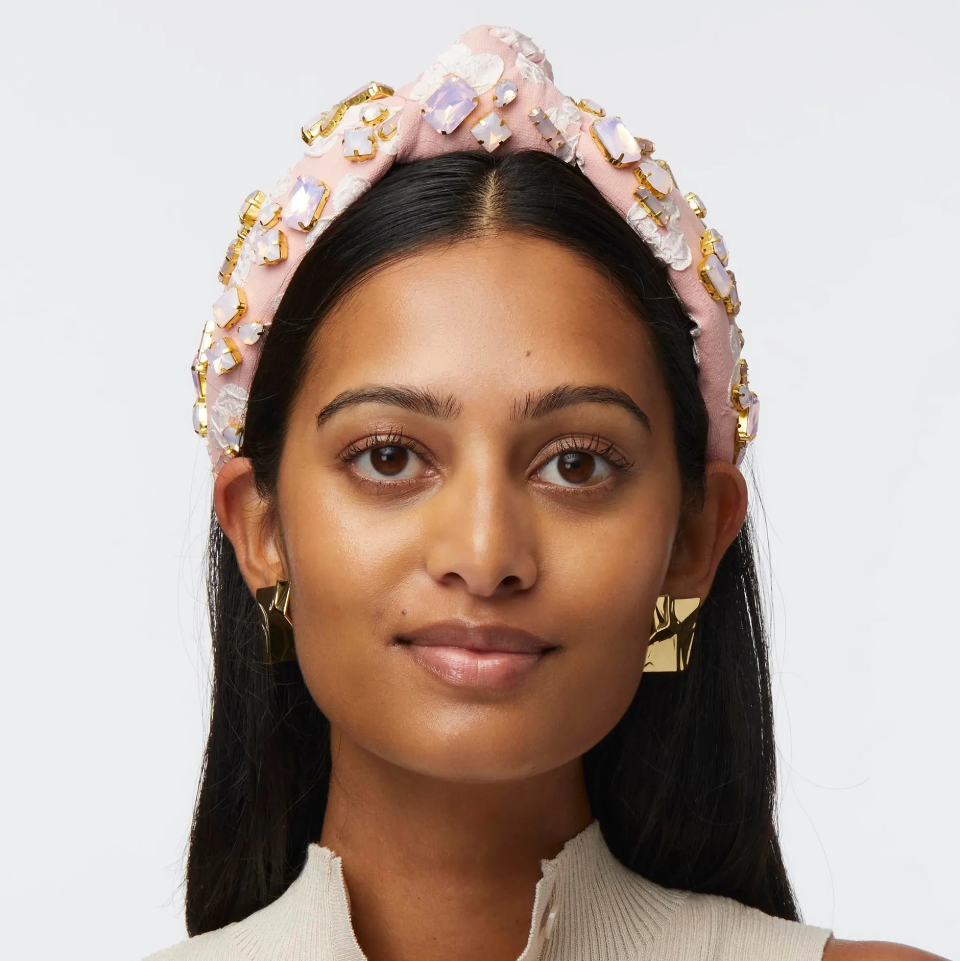 BLUSH MELON CANDY CRYSTAL KNOTTED HEADBAND