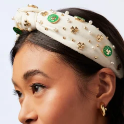 BOSTON CELTICS LELE SADOUGHI / NBA IVORY EMBELLISHED KNOTTED HEADBAND