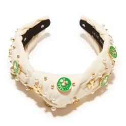 BOSTON CELTICS LELE SADOUGHI / NBA IVORY EMBELLISHED KNOTTED HEADBAND