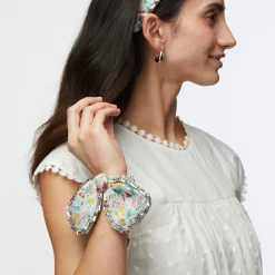 CALIFORNIA BLOOM PENNY LIBERTY CRYSTAL TRIM BOW SCRUNCHIE