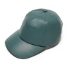 CHARCOAL FAUX LEATHER BASEBALL CAP