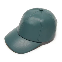CHARCOAL FAUX LEATHER BASEBALL CAP