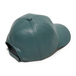 CHARCOAL FAUX LEATHER BASEBALL CAP