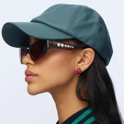 CHARCOAL FAUX LEATHER BASEBALL CAP