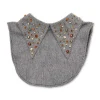 CHARCOAL TWILL PAYTON MIXED CRYSTAL POINTED COLLAR