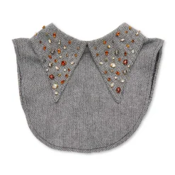 CHARCOAL TWILL PAYTON MIXED CRYSTAL POINTED COLLAR