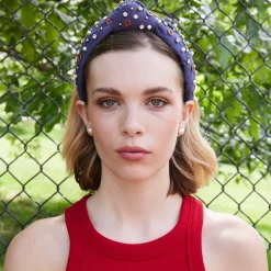 CHICAGO CUBS LELE SADOUGHI / MLB NAVY EMBELLISHED KNOTTED HEADBAND
