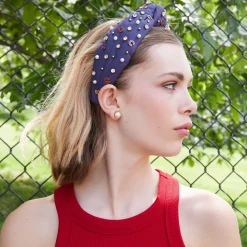 CHICAGO CUBS LELE SADOUGHI / MLB NAVY EMBELLISHED KNOTTED HEADBAND