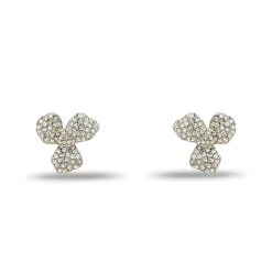 CRYSTAL PAVE TRILLIUM STUD EARRINGS