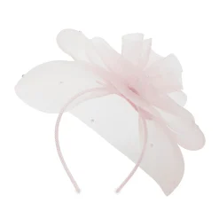 CRYSTAL PINK FLORAL VEIL FASCINATOR