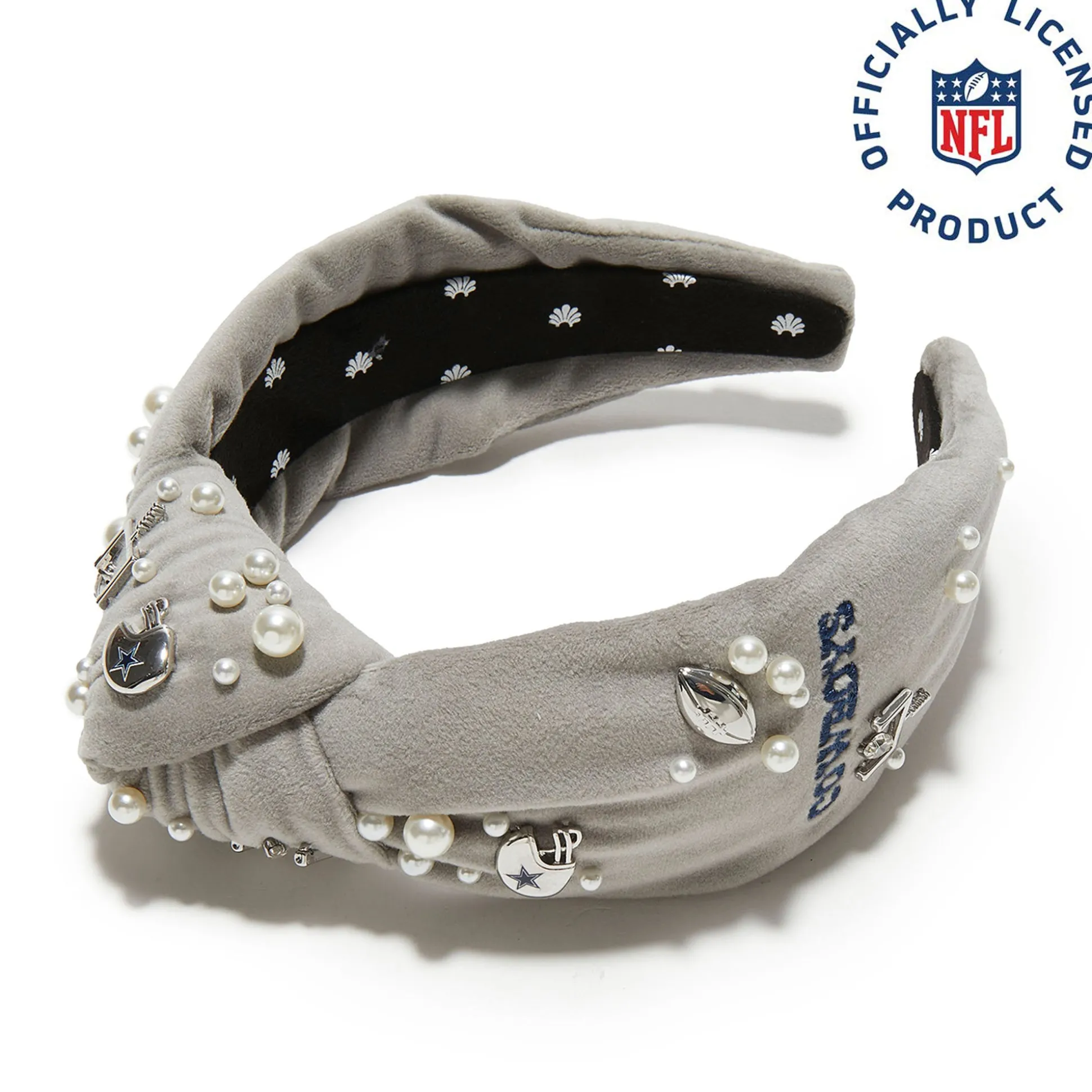 DALLAS COWBOYS LELE SADOUGHI X NFL GREY EMBELLISHED KNOTTED HEADBAND