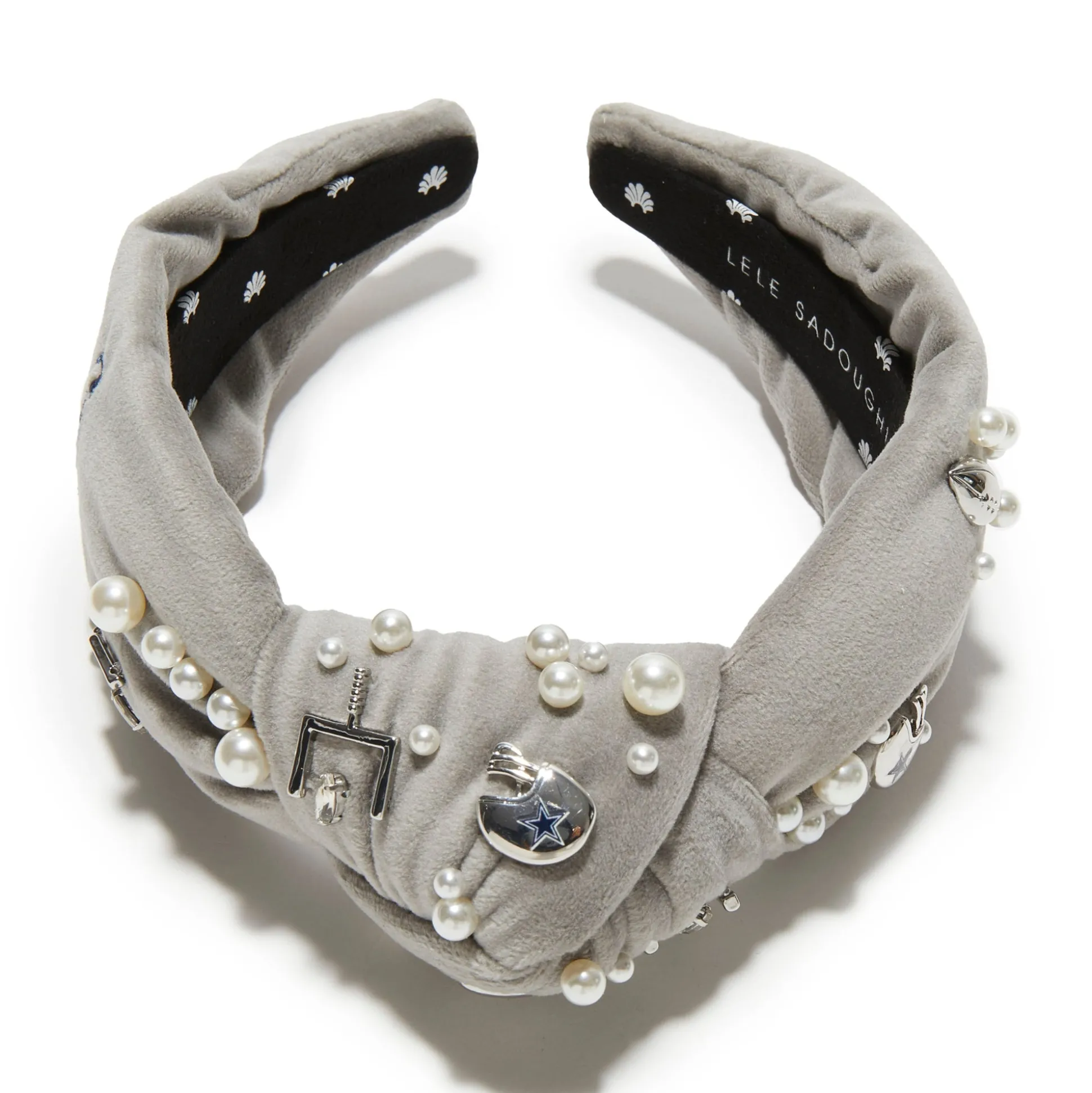 DALLAS COWBOYS LELE SADOUGHI X NFL GREY EMBELLISHED KNOTTED HEADBAND