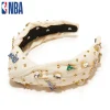 DALLAS MAVERICKS LELE SADOUGHI / NBA IVORY EMBELLISHED KNOTTED HEADBAND
