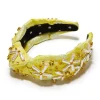 DANDELION KNOTTED PEARL FLORAL BROCADE HEADBAND