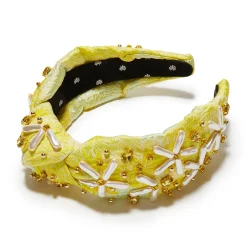 DANDELION KNOTTED PEARL FLORAL BROCADE HEADBAND