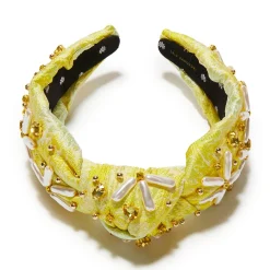 DANDELION KNOTTED PEARL FLORAL BROCADE HEADBAND