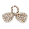 DAVALIA FLOWERS PENNY LIBERTY PEARL TRIM BOW SCRUNCHIE