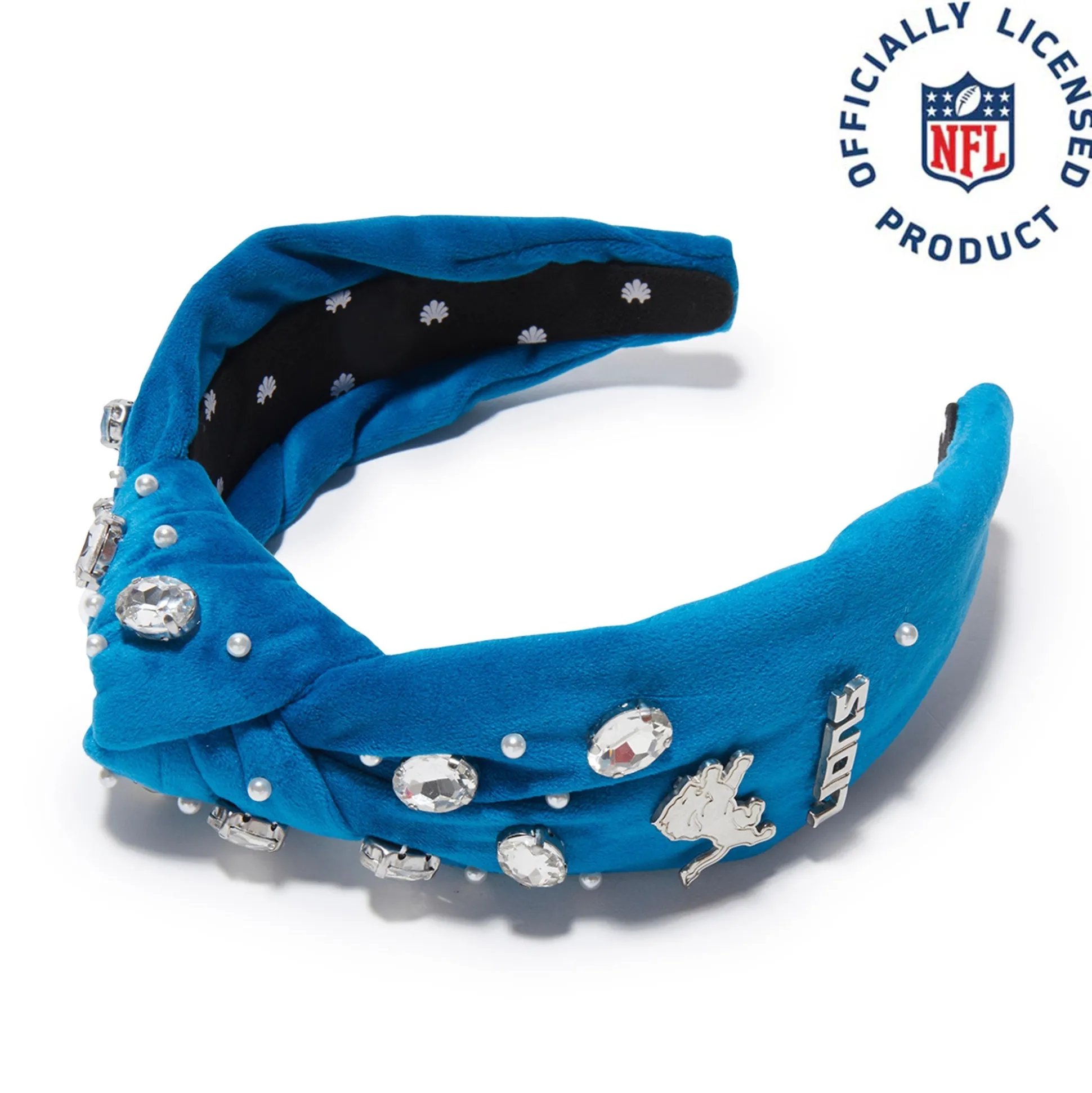 DETROIT LIONS LELE SADOUGHI X NFL BLUE EMBELLISHED KNOTTED HEADBAND