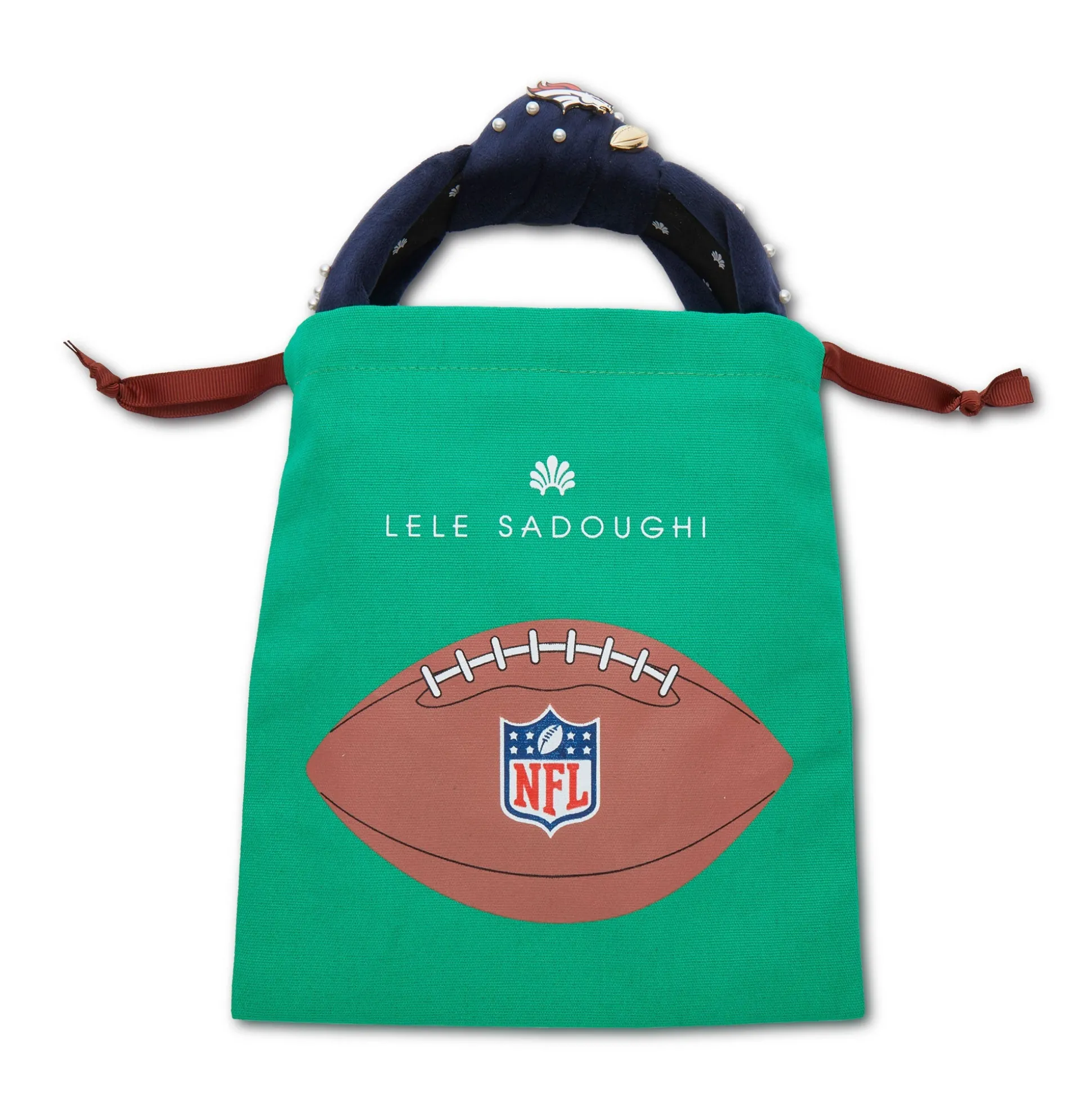 DETROIT LIONS LELE SADOUGHI X NFL BLUE EMBELLISHED KNOTTED HEADBAND