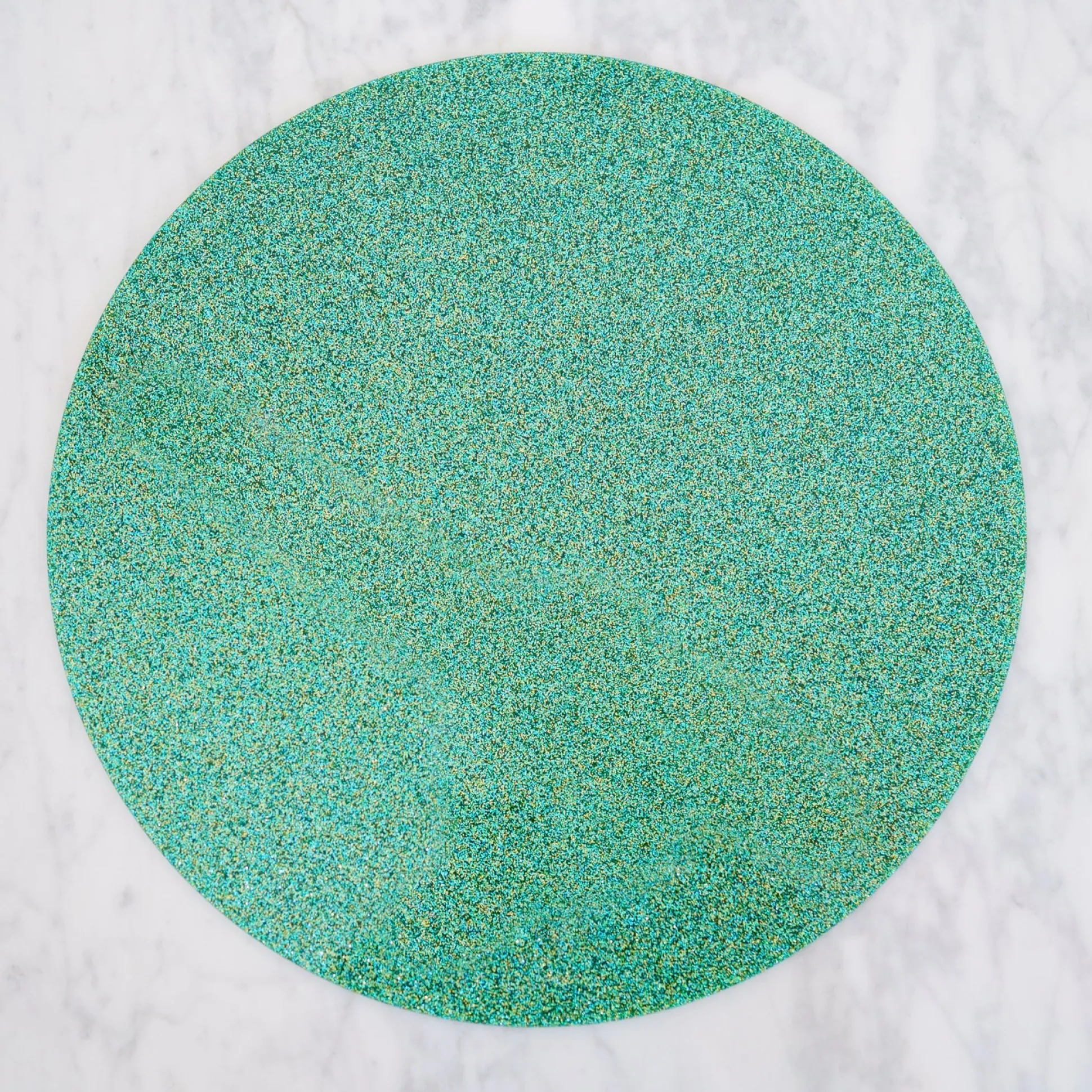 EMERALD GLITTER LUNA ROUND SET OF 4 PLACEMATS