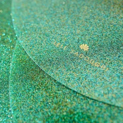 EMERALD GLITTER LUNA ROUND SET OF 4 PLACEMATS