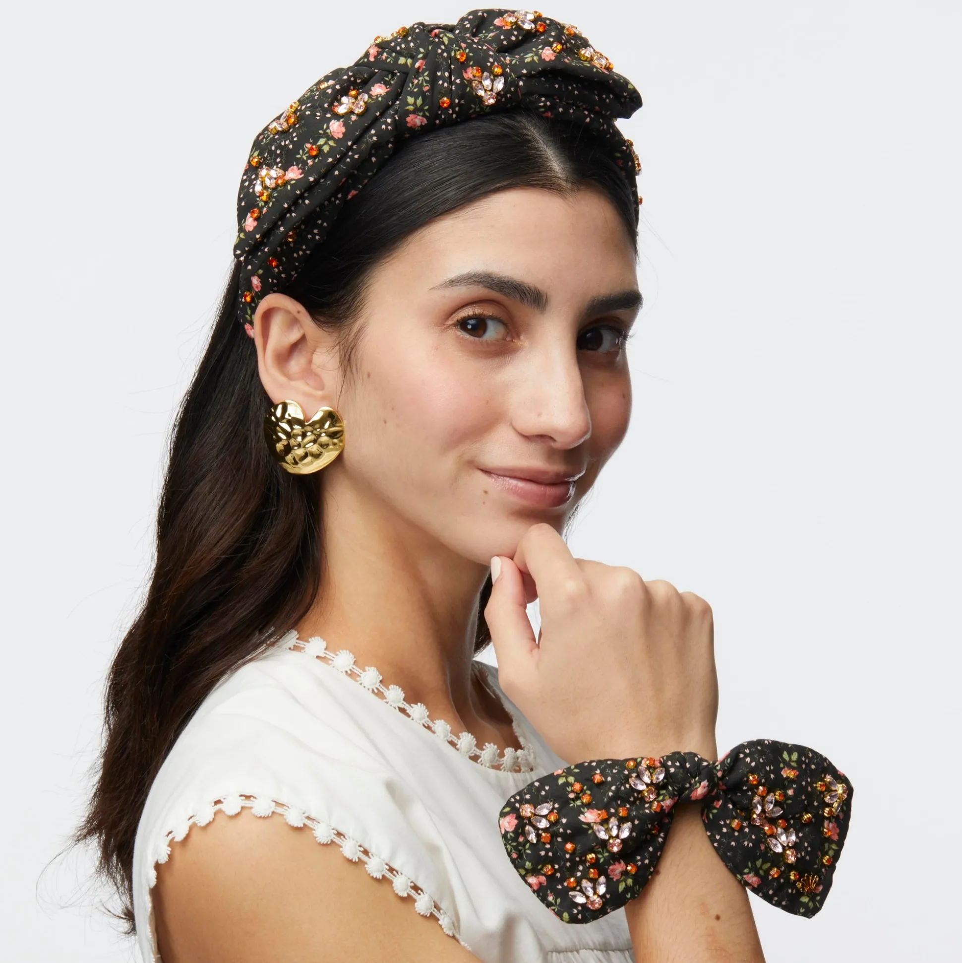 EVIE STRIPE HOLLY LIBERTY EMBELLISHED HEADBAND