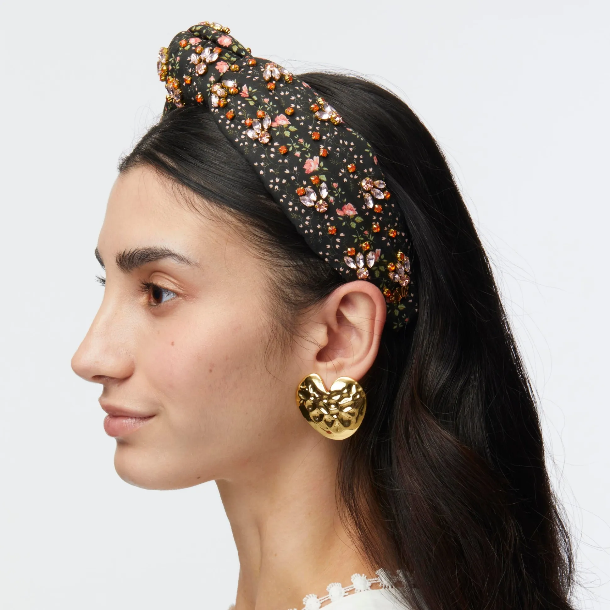 EVIE STRIPE KNOTTED LIBERTY FLORAL EMBELLISHED HEADBAND