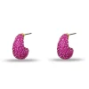 FLAMINGO PAVE DOME MINI HOOP EARRINGS