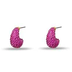 FLAMINGO PAVE DOME MINI HOOP EARRINGS