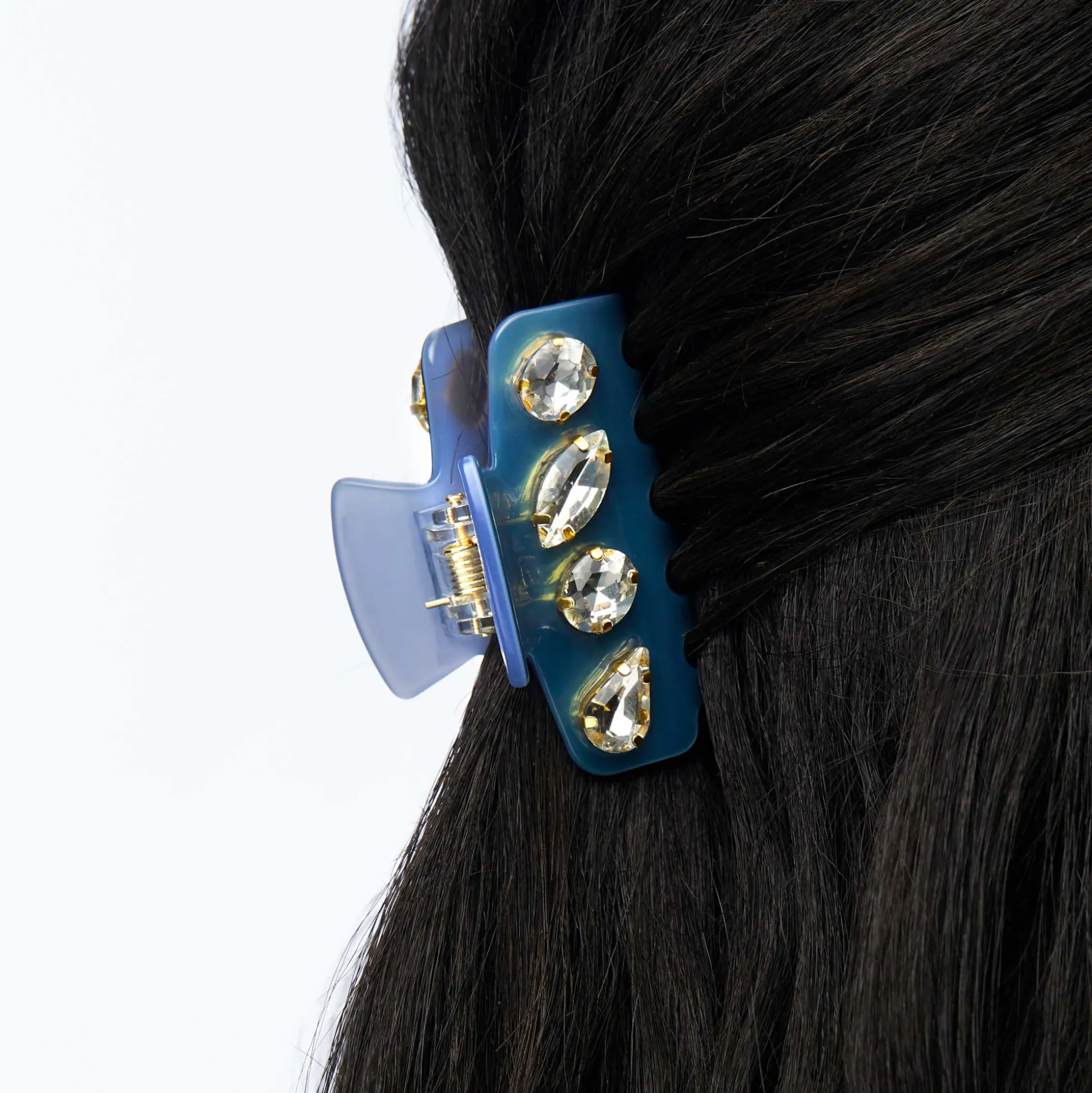 FRENCH BLUE MINI CRYSTAL CLAW CLIP