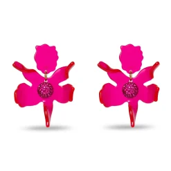 FUCHSIA SMALL CRYSTAL LILY EARRINGS