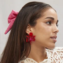 FUCHSIA SMALL CRYSTAL LILY EARRINGS