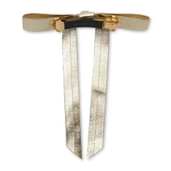GOLD BARDOT FAUX LEATHER BOW BARRETTE