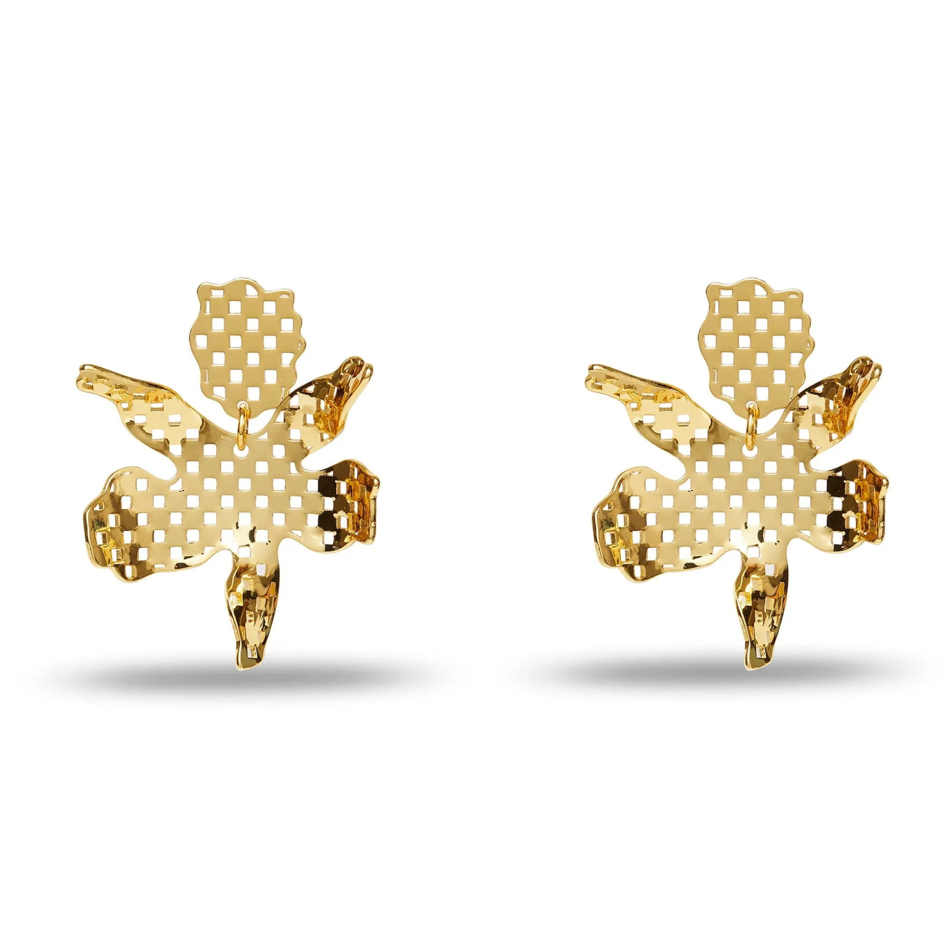 GOLD CUTOUT PAPER LILY EARRINGS