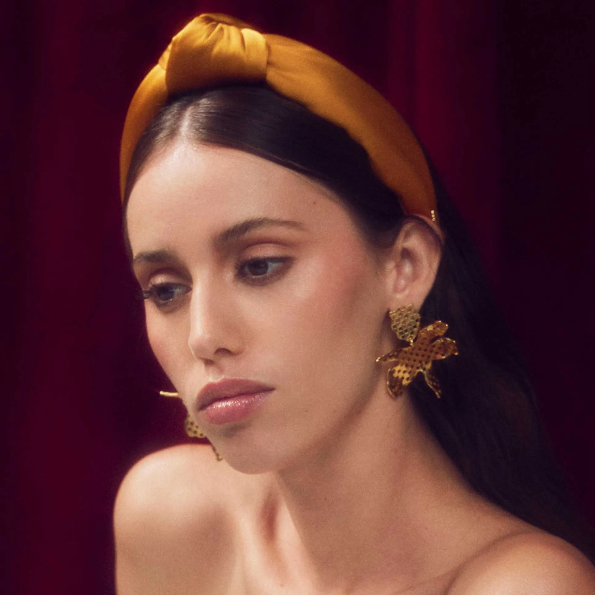 GOLD CUTOUT PAPER LILY EARRINGS